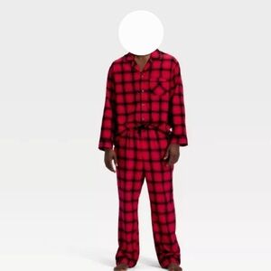 Men Plaid Flannel Long Sleeve Shirt and Pants Holiday Pajama Set Size XLarge